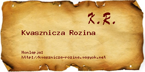 Kvasznicza Rozina névjegykártya